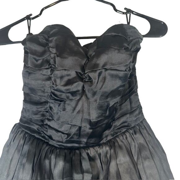 Max Mara Pianoforte Black Silk Strapless Tulle Tea Dress Women Sz IT 42 Sz US 8 - Picture 7 of 13